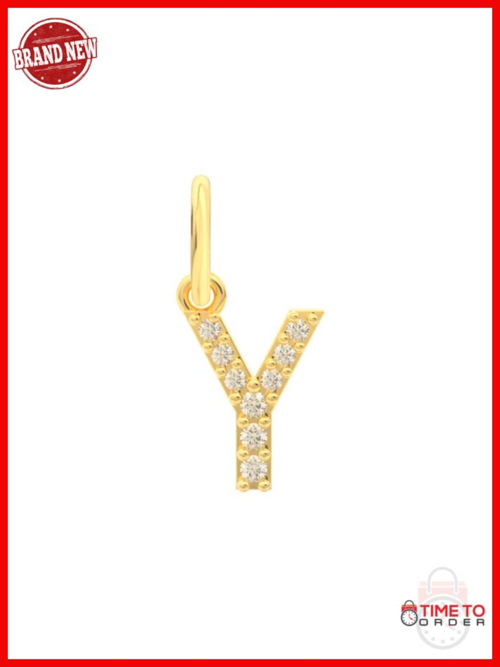 14k Yellow Gold Diamond Initial Pendant Charm for Necklace Bracelet